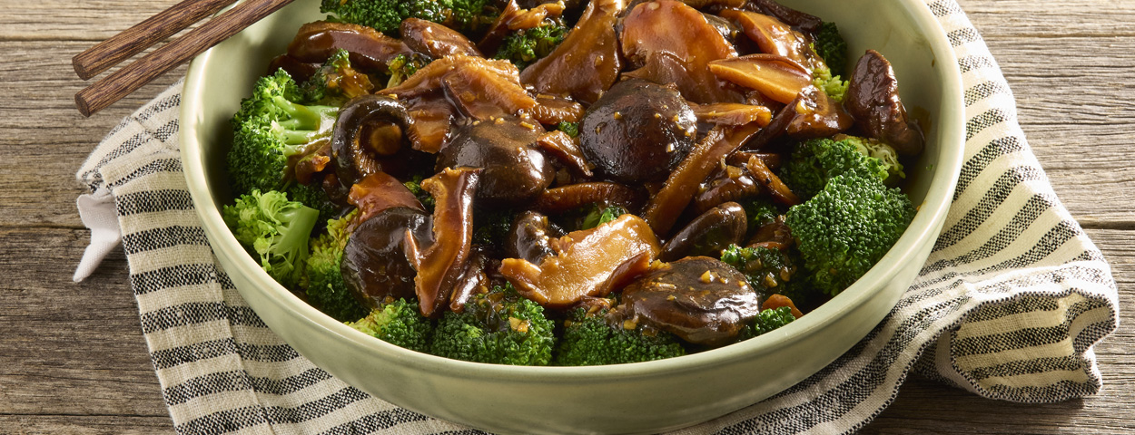 Broccoli and Braised Mushrooms