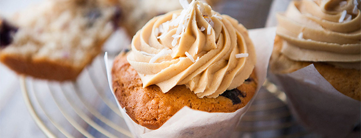 Coconut Muffins With Peanut Butter Frosting