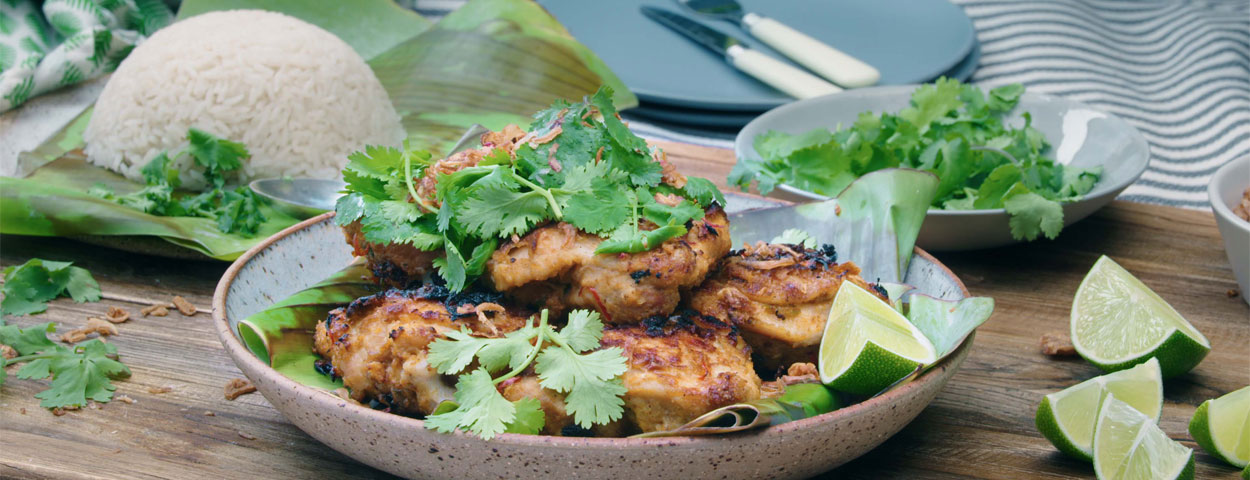 Malaysian Spiced BBQ Chicken With Coconut Rice
