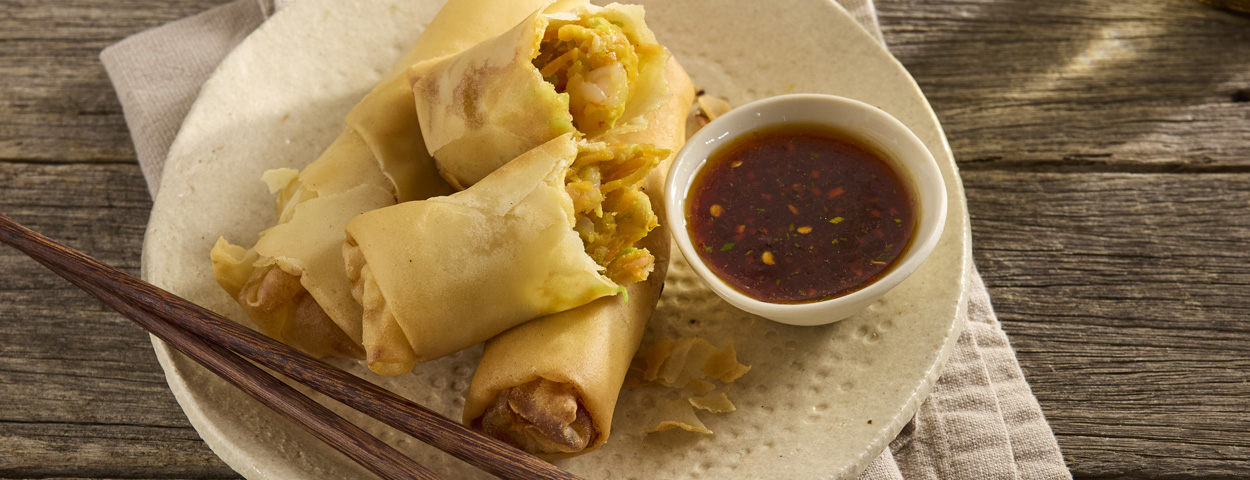 Prawn Spring Rolls with Fish Sauce Sweet Chilli Dressing