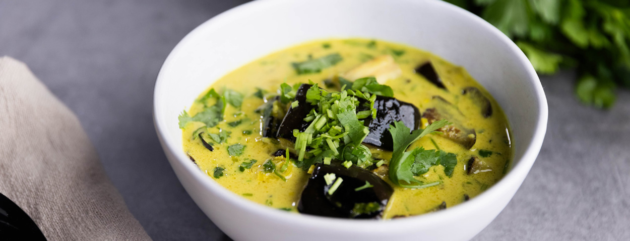 Spiced Eggplant Soup, Coconut & Coriander