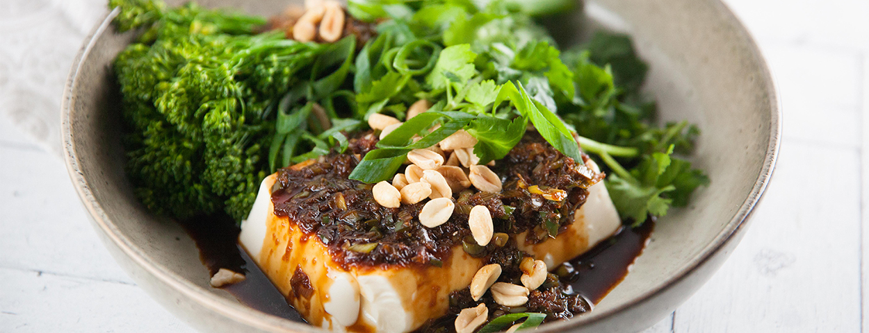 Steamed Silken Tofu with Soy Sauce