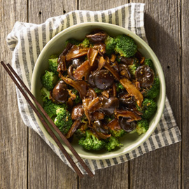 Broccoli and Braised Mushrooms