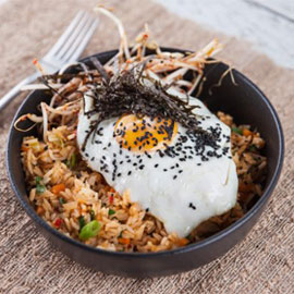 Kimchi Fried Rice With Seasoned Sprouts