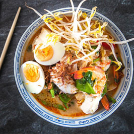 Malaysian Curry Laksa With Hokkien Noodles