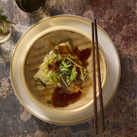 Steamed Fish with Ginger & Oyster Dressing