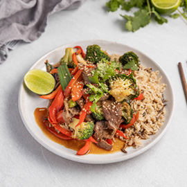 Stir-Fried Black Bean Beef & Broccoli with Wild Rice