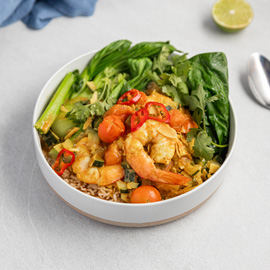 Prawn Yellow Curry With Steamed Asian Greens